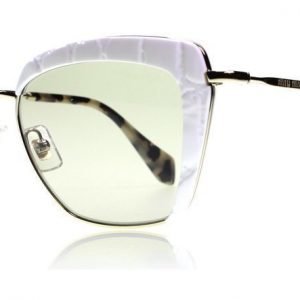 Miu Miu 52QS 52Q 7S35J2 White-Gold Aurinkolasit