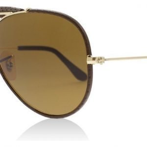 Ray-Ban Outdoorsman RB3422Q 9041 Kulta-ruskea nahka Aurinkolasit